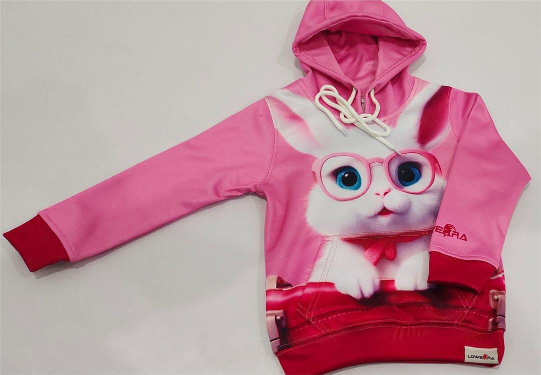 Girls' Kangaroo Printed Polyester Fleece Hoodie